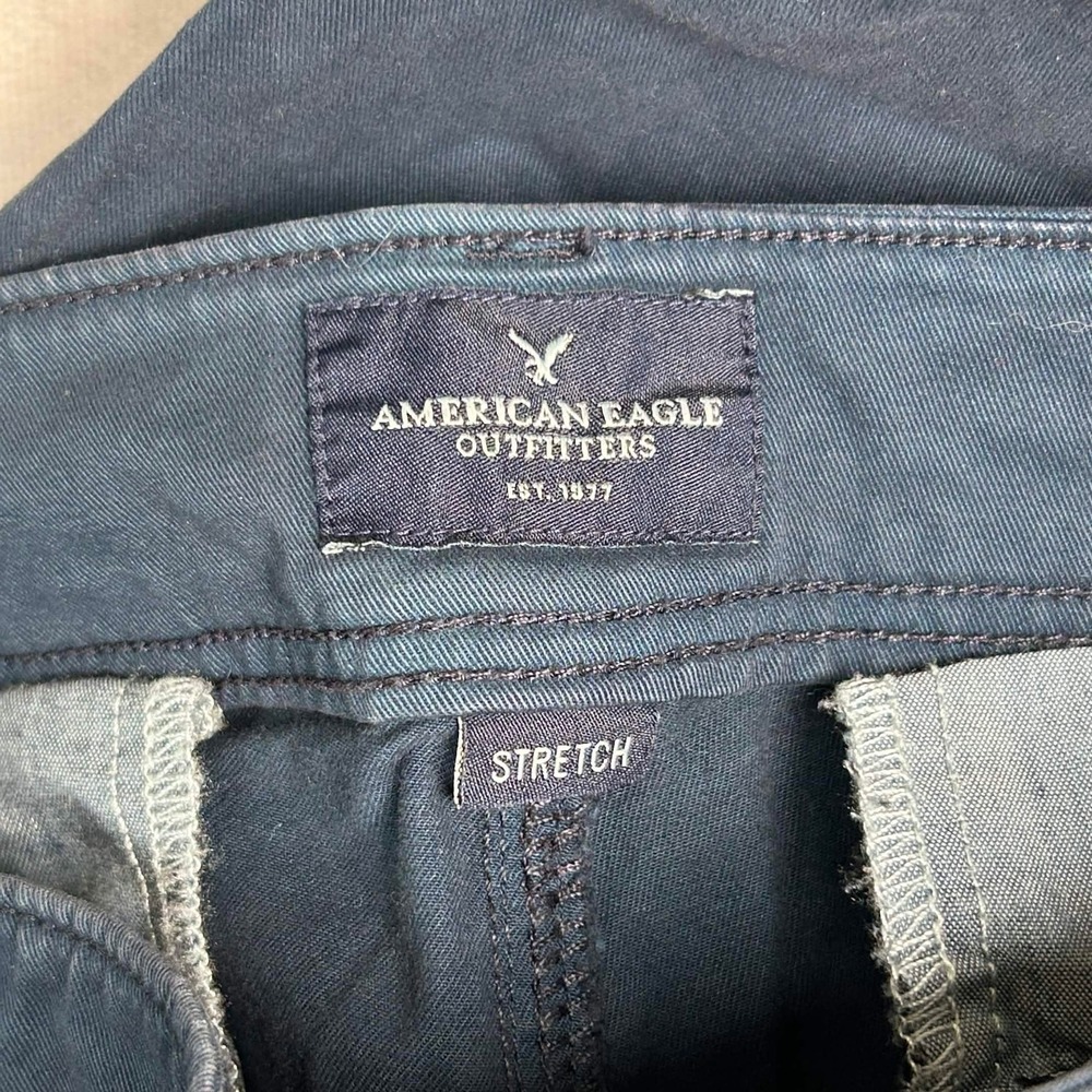 American Eagle Kick Boot Navy Blue Stretch Pants Womens 8 Regular Mid Rise Flare - Picture 5 of 9